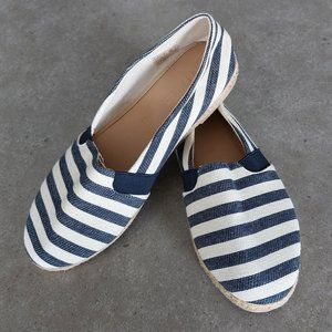 JOE FRESH Women's Textile Stripes Upper Canvas Espadrilles - Navy/White  Size 8M